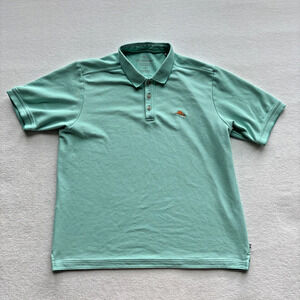 Tommy Bahama Men Large ISLANDZONE Polo Sea Foam Green Supima Cotton Short Sleeve